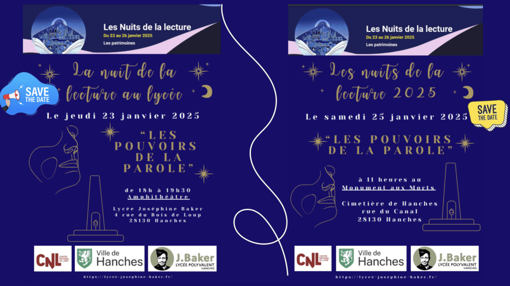 Nuits de la lecture - Janvier 2025 - Lycée Joséphine Baker